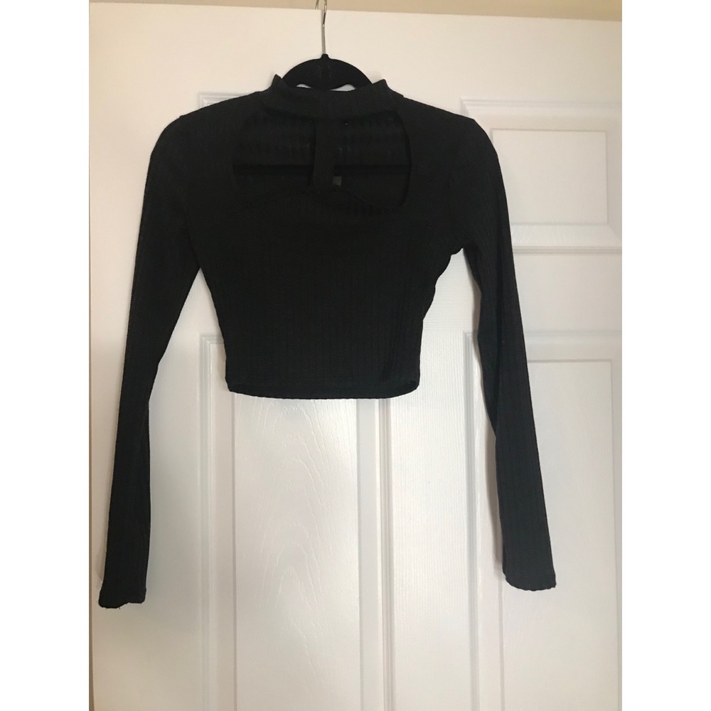 Black Crop Top with Chest Window